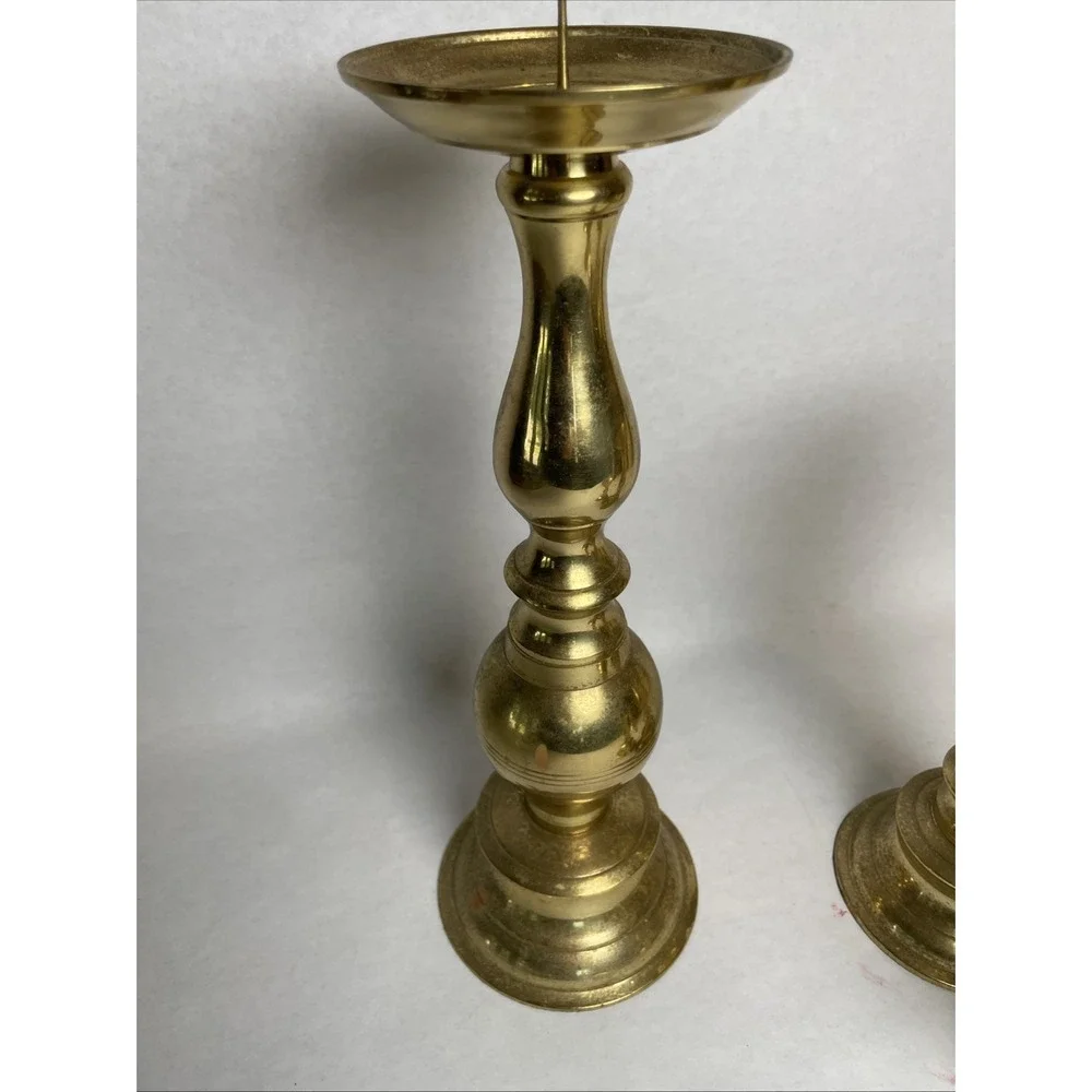 Vintage Brass Graduated Candlestick Holders Set of 3 Taper Mid Century Decor